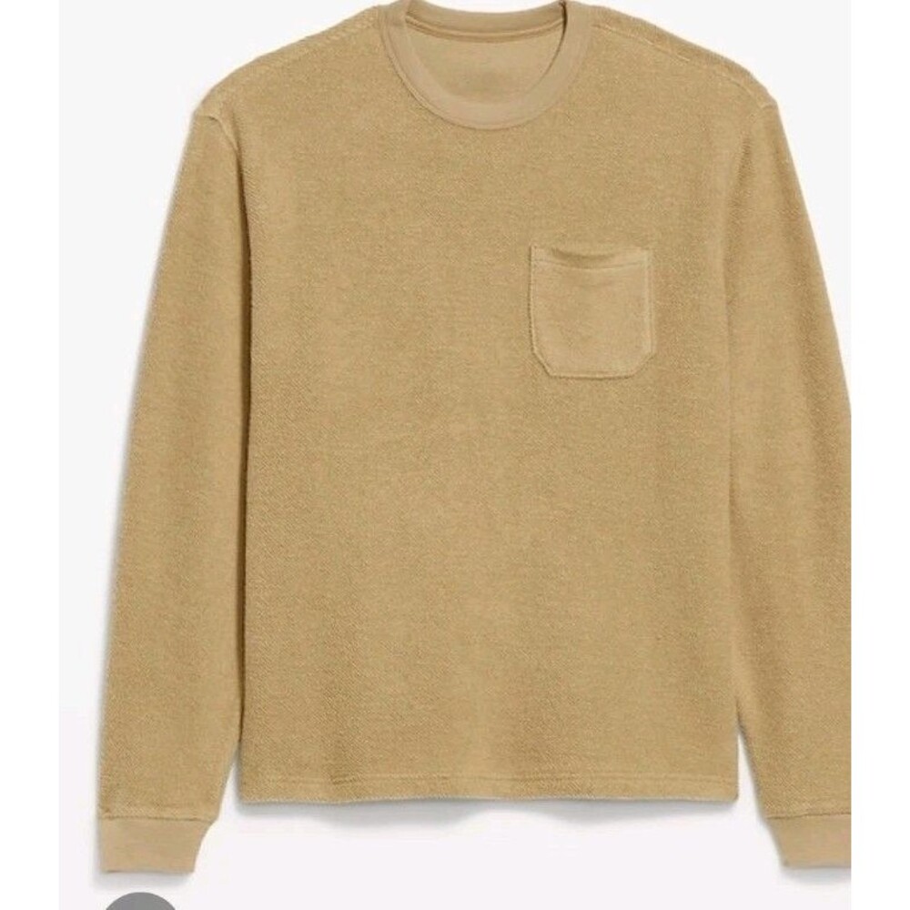 NWT Men's Old Navy Loose Pocket Crewneck Sweatshirt Size XXL Tan